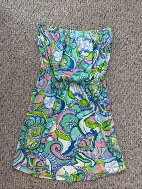 Lilly Pulitzer Strapless Dress in Blue, Green & Pink